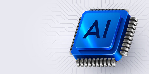 AI Computer chip. Technology concept. CPU processor. Computer microchip.
