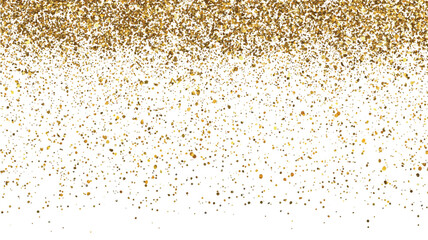  Golden particles on a white background. Festive background or design element. golden christmas background