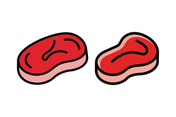 Set of beef steak doodle vector art illustration