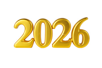 Shiny Golden Bold 3D Numbers '2026' Representing a Future Year or New Era