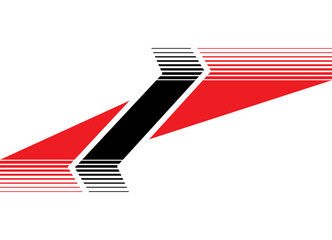 Sport vector pattern for car body, SUV, motorcycle, boat, sportswear, toy. Red and black design element on white background. Racing, speed. Striped vector background