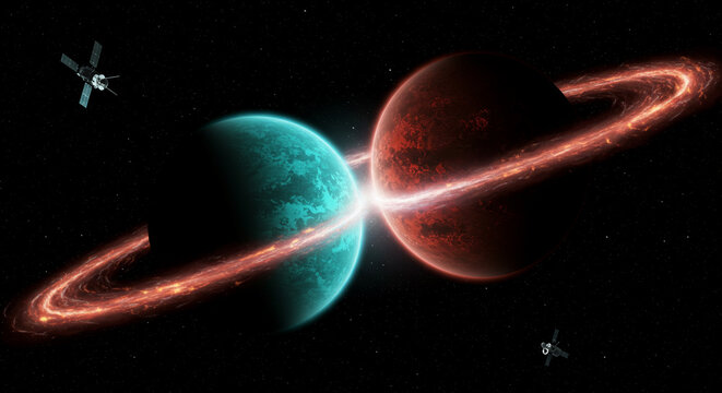 Two Planets in Gravitational Slingshot &ndash; Space Momentum Transfer