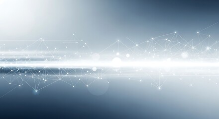 Abstract network background with connecting dots and lines in blue and white color scheme design