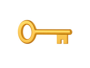 Polished golden vintage-style key with a prominent round head, gleaming elegantly.