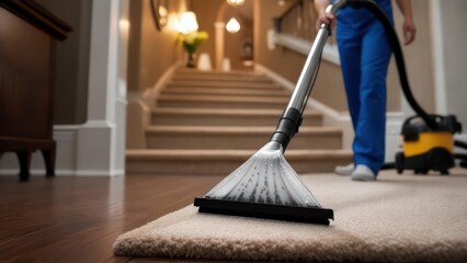 House cleaning with vacuum cleaner