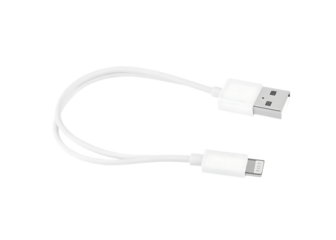 White U S B adapter cable connection isolated on a transparent background image