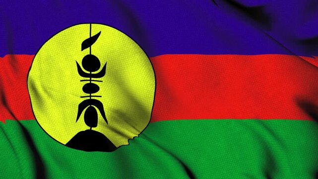 New Caledonia flag with fl&egrave;che fa&icirc;ti&egrave;re emblem