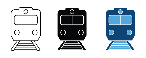 Front view of train icon vector isolated on white background 