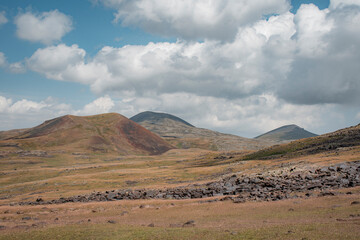 landscape with mountains and blue sky