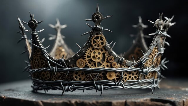 Industrial crown on dark stone