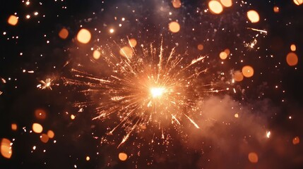 Obraz premium A vibrant explosion of fireworks illuminating the night sky with sparks and colors.