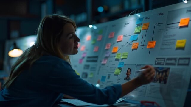 Investigative Research: Focused Analyst Examining Complex Data on a Visual Display