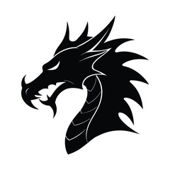 Black dragon head silhouette sigil design