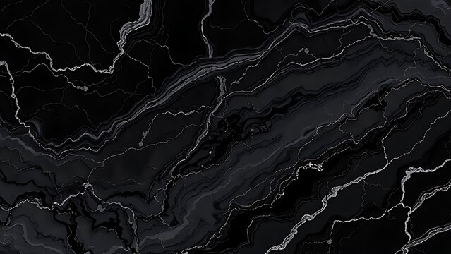 Elegant black marble with swirling gray veins, exuding luxury and sophisticated monochrome style.