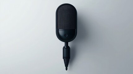 Black microphone, studio background, recording, podcast