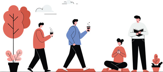 Modern Flat Vector Illustration of People Lifestyle Template