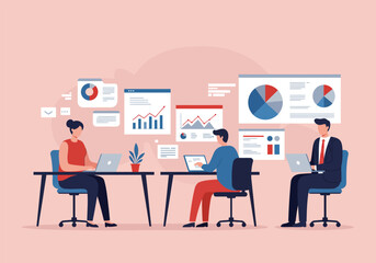 Modern Flat Vector Illustration of Business Plan and Strategy Development