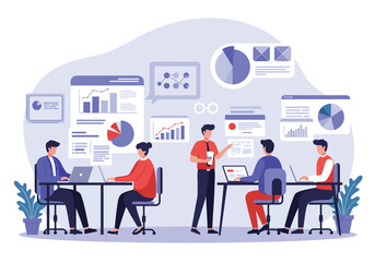 Modern Flat Vector Illustration of Business Plan and Strategy Development