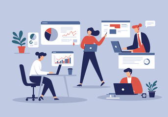 Modern Flat Vector Illustration of Business Plan and Strategy Development