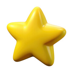 3d yellow star shape isolated on transparent background