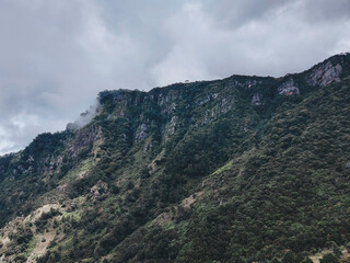 Mountain range in cloudy background. 4K wallpaper. 