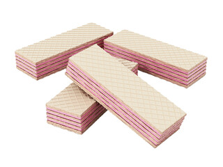 Strawberry wafers isolated on transparent background. 3D illustration