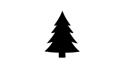 Black silhouette of a pine tree isolated on transparent background