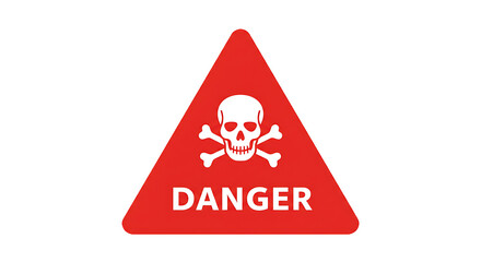 Red Triangle Danger Sign - Skull and Crossbones Hazard Symbol