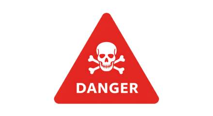 Red Triangle Danger Sign - Skull and Crossbones Hazard Symbol
