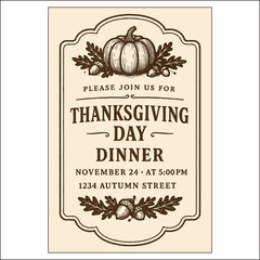 Thanksgiving Day Invitation Label Design