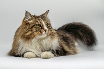 Regal Siberian Feline Alvin Strikes a Graceful Pose