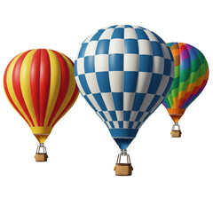 Fototapeta premium set of three hot air balloon on transparent background
