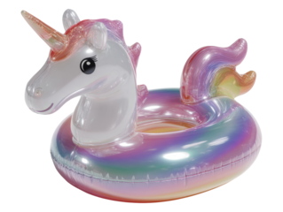 Colorful Unicorn Pool Float on Transparent Background for Summer Fun