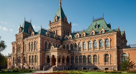 Fototapeta premium One beautiful shot of the Volga Manor during the day in Harbin, China