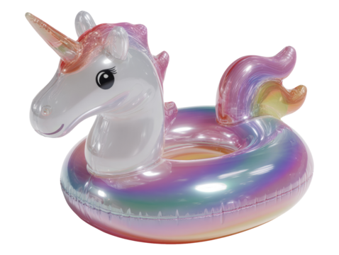 Colorful Unicorn Pool Float on Transparent Background for Summer Fun