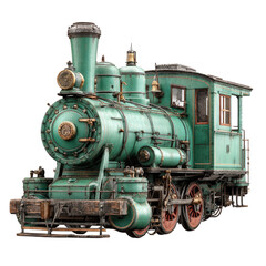Naklejka premium Detailed antique teal steam locomotive