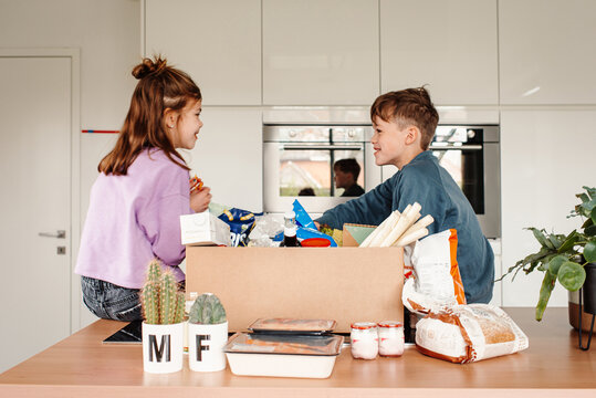 Kids receive online grocery delivery