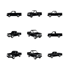 Pickup Truck Icons Vector Set