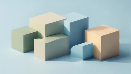 Fototapeta premium Pastel cubes arranged abstractly