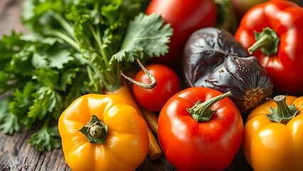 Close-up of vibrant organic vegetables on a rustic surface, highlighting healthy food choices.