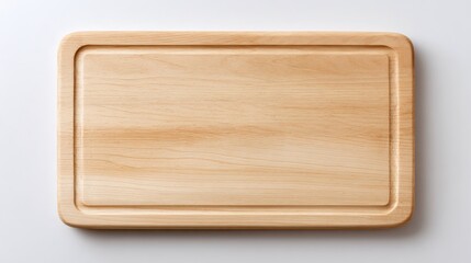 Minimalist Wooden Cutting Board on White Background: Kitchenware Mockup for Food Preparation and Culinary Presentation