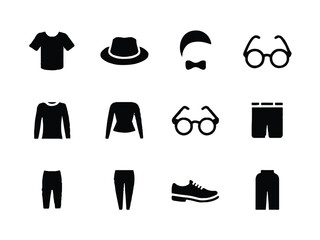 Clothing and Accessories Icons Set fashion apparel