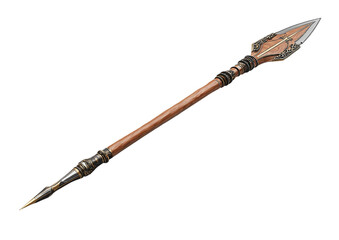 Antique spear with bronze blade isolated on transparent background