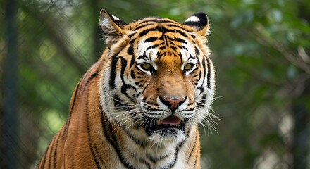 Scenic a vertical closeup of a tiger (panthera tigris) in a zoo in sydney, australia