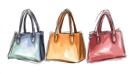 Stylish handbag drawings, perfect for fashion designs.  Great for creating trendy visuals.
