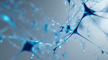 Neural Network Visualization: Abstract Blue Neurons Connecting in a Complex System for Scientific Research