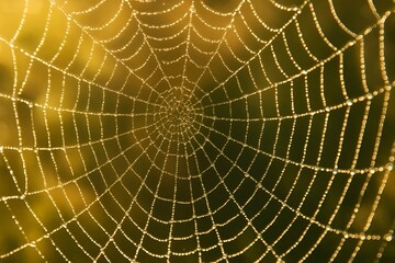 Obraz premium spider web with dew drops