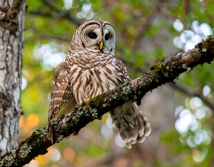 Fototapeta premium Owl perched on a branch