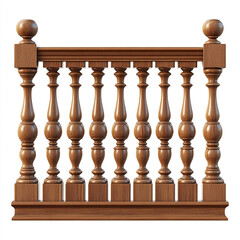 Ornate wooden balustrade with turned spindles and ball finials banister railing