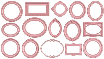 Collection of Pink Decorative Frames:  Various Shapes and Sizes